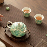 Silver Daisy "Mutton-Fat Jade" Tea Set | Premium Porcelain Trio