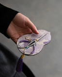 Artisan "Flowing Petal" Tassel Shears | Precision Tea Art Scissors with Brocade Sleeve