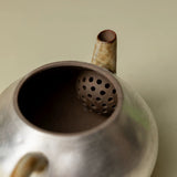 "Silver-Clad Primacy" | Japanese-Style Coarse Pottery Gilded Silver Teapot