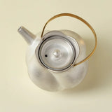 Handcrafted Gilded Silver "Side-Handle" Teapot | Copper Handle & Coarse Pottery