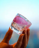 Hand-Carved Edo Kiriko "Plum Red" Crystal Spirit Glass