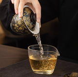 Gold-Lined Peony Ceramic Gaiwan - High-End Anti-Scald Teaware