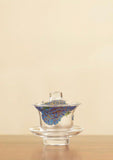 Peony-Etched Glass Gaiwan - Large, Anti-Scald Design