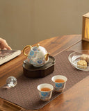 Cloisonné Silver-Inlaid Tea Set | 160ml Enamel Pot & 2 Tasting Cups
