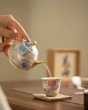 Cloisonné Silver-Inlaid Tea Set | 160ml Enamel Pot & 2 Tasting Cups